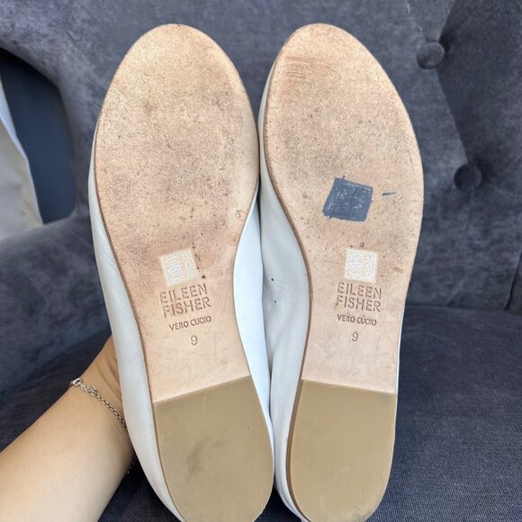 Eileen Fisher Naomi Nappa Leather Ballet Flat – Women’s Size 9 White - Picture 8 of 8